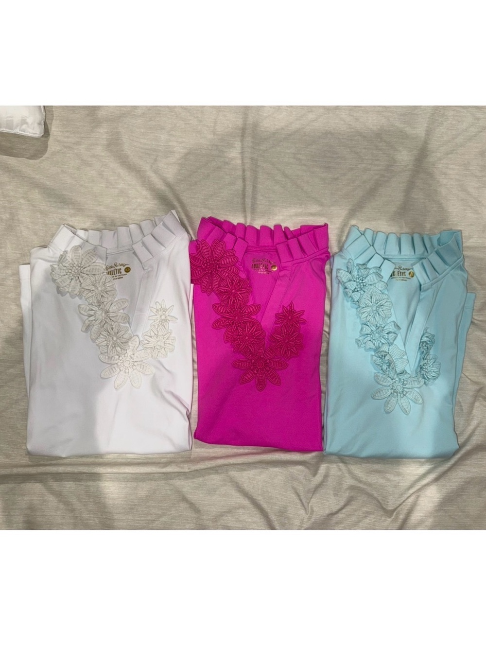 Lilly Pulitzer Floral Appliqué Ruffle Luxletic top bundle